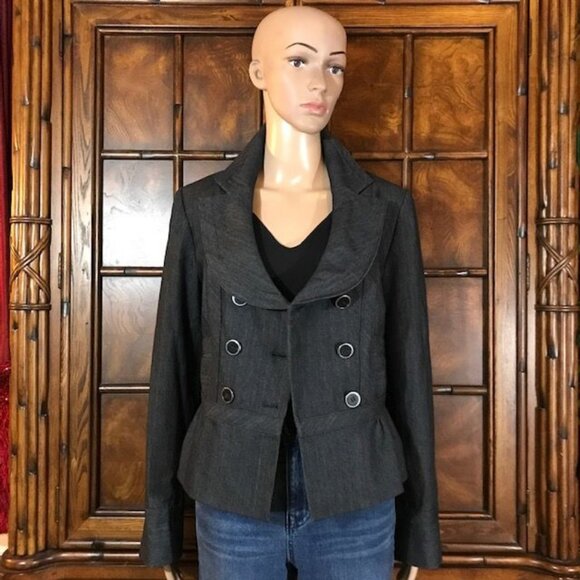 NWOT Nine West Indigo Cannes Tailored Variegated Peplum Double Breasted Jacket - Picture 2 of 16